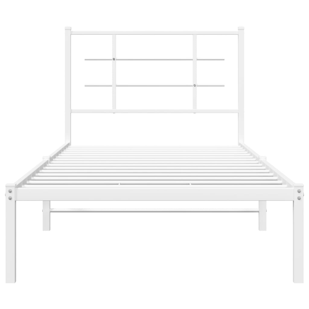 Sengeramme i metall med hodegavl hvit 90x190 cm vidaXL