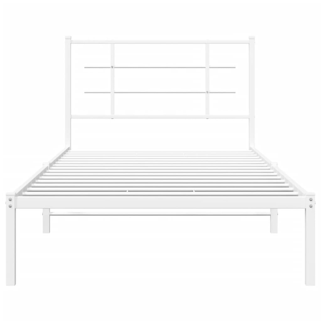 Sengeramme i metall med hodegavl hvit 107x203 cm