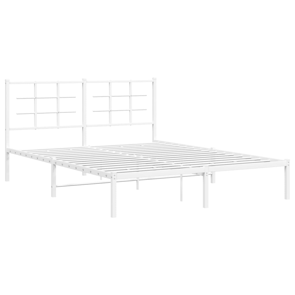 Sengeramme i metall med sengegavl hvit 150x200 cm vidaXL