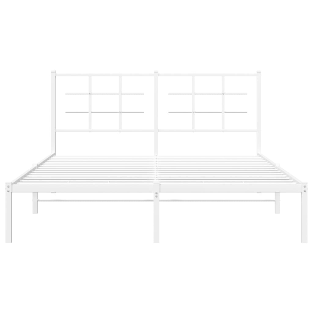 Sengeramme i metall med sengegavl hvit 150x200 cm vidaXL