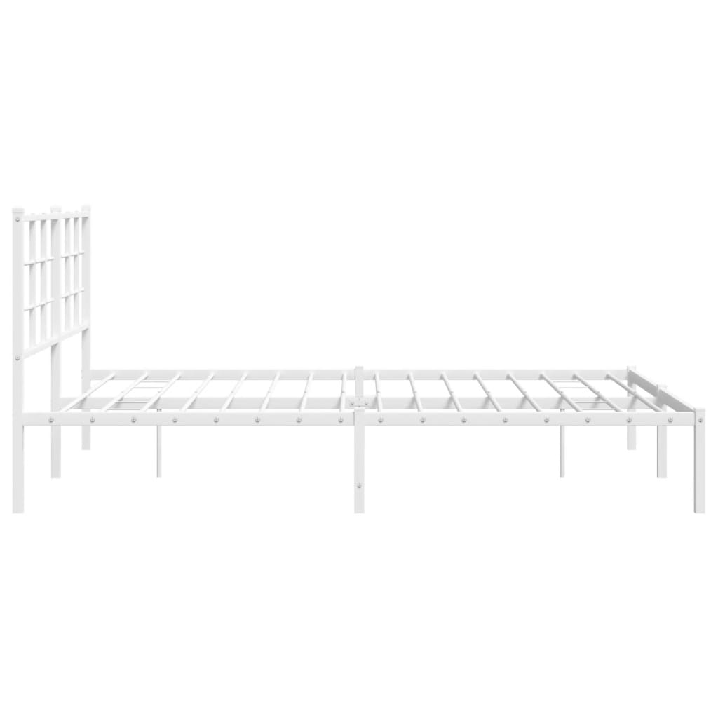 Sengeramme i metall med sengegavl hvit 150x200 cm vidaXL