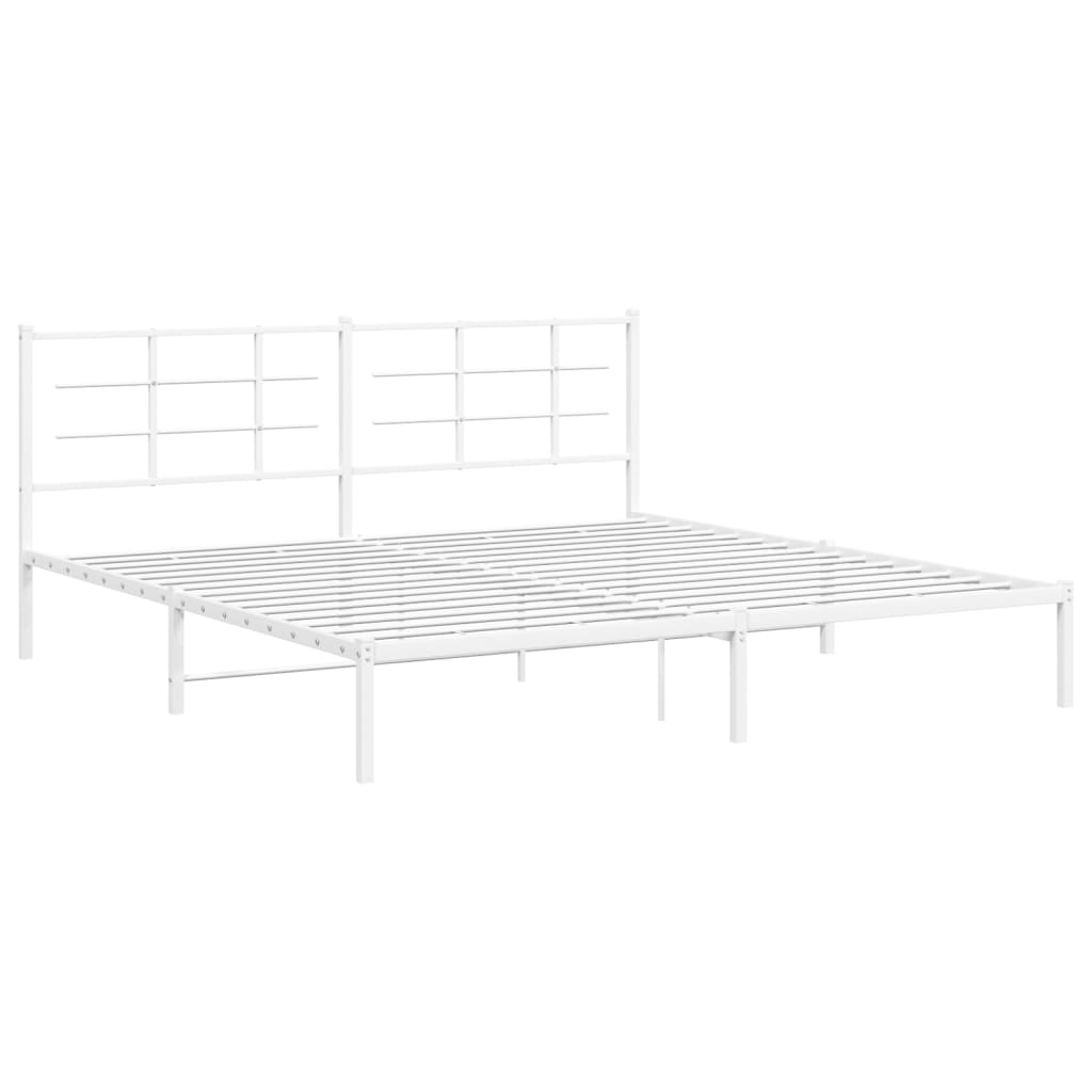 Sengeramme i metall med sengegavl hvit 200x200 cm vidaXL