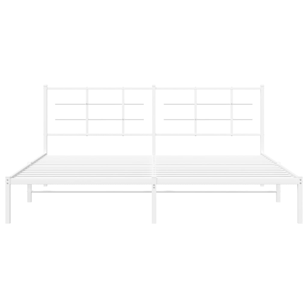Sengeramme i metall med sengegavl hvit 200x200 cm vidaXL