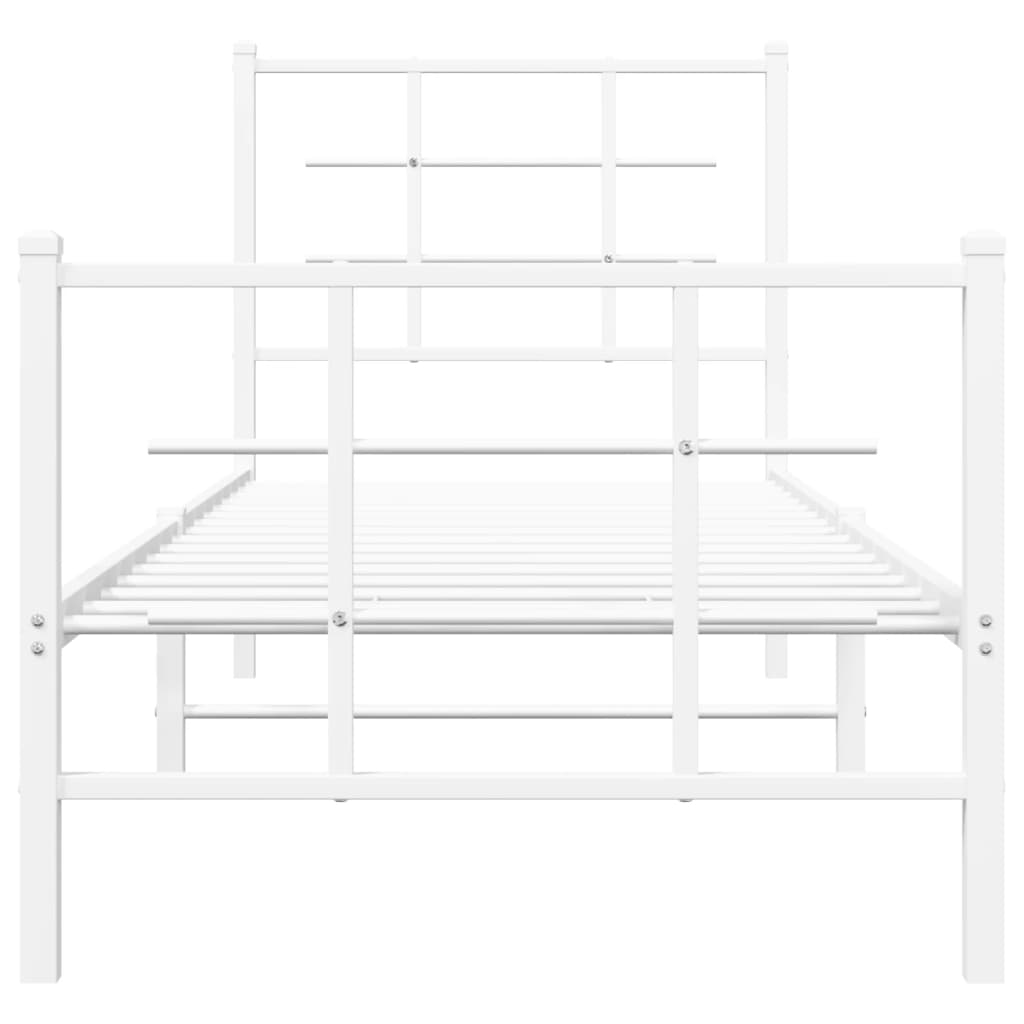 Sengeramme i metall med hode- og fotgavl hvit 75x190 cm