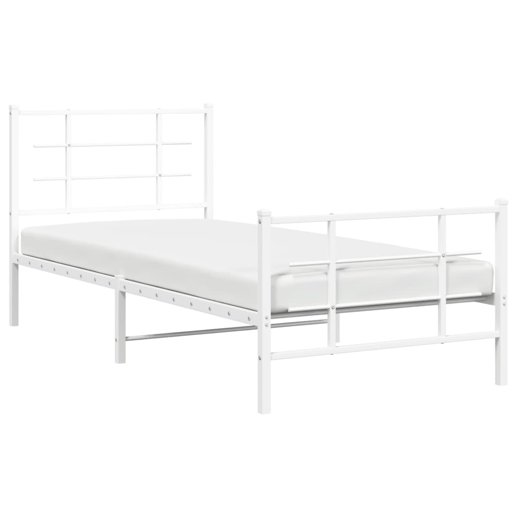 Sengeramme i metall med hode- og fotgavl hvit 90x190 cm