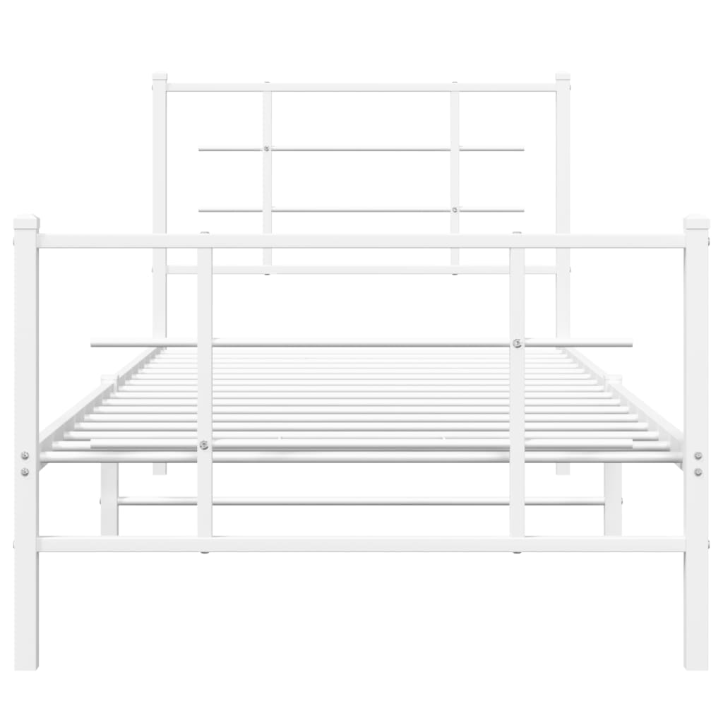 Sengeramme i metall med hode- og fotgavl hvit 90x190 cm