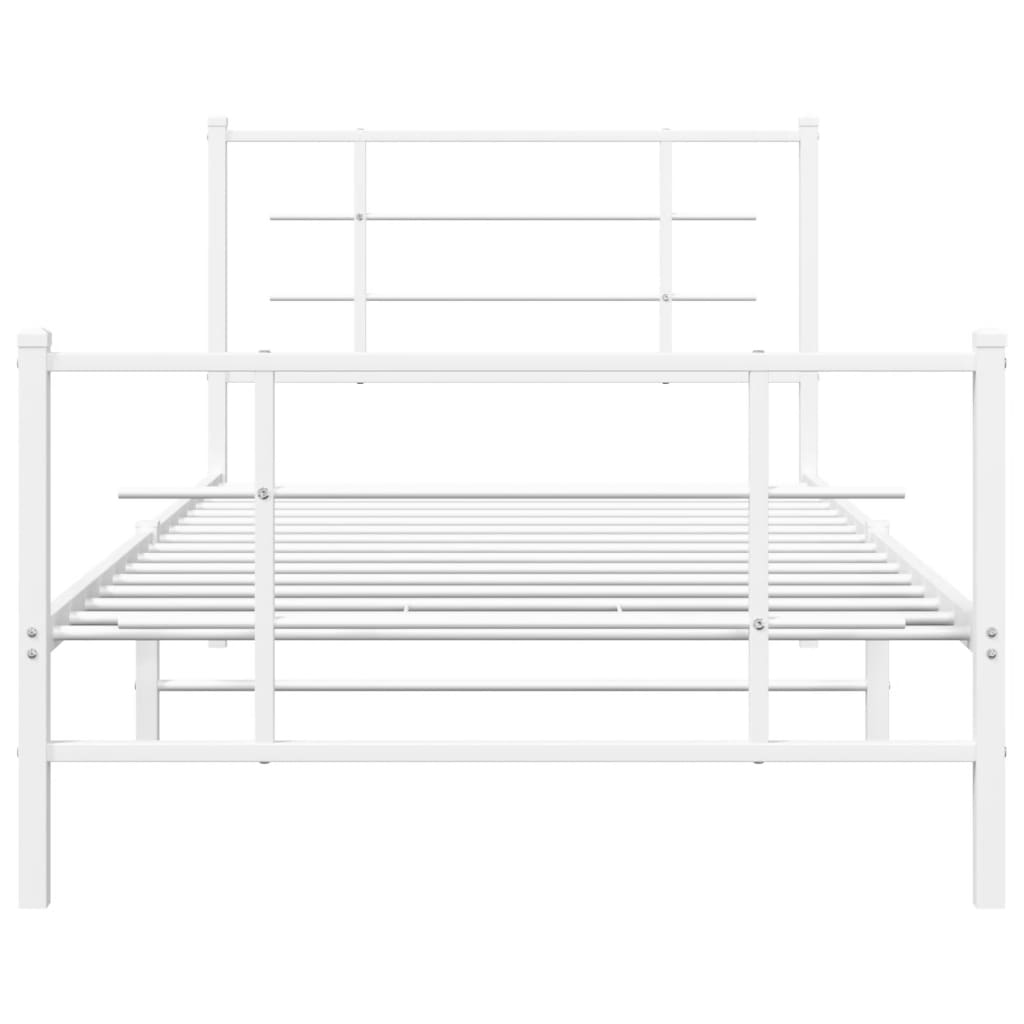 Sengeramme i metall med hode- og fotgavl hvit 100x200 cm