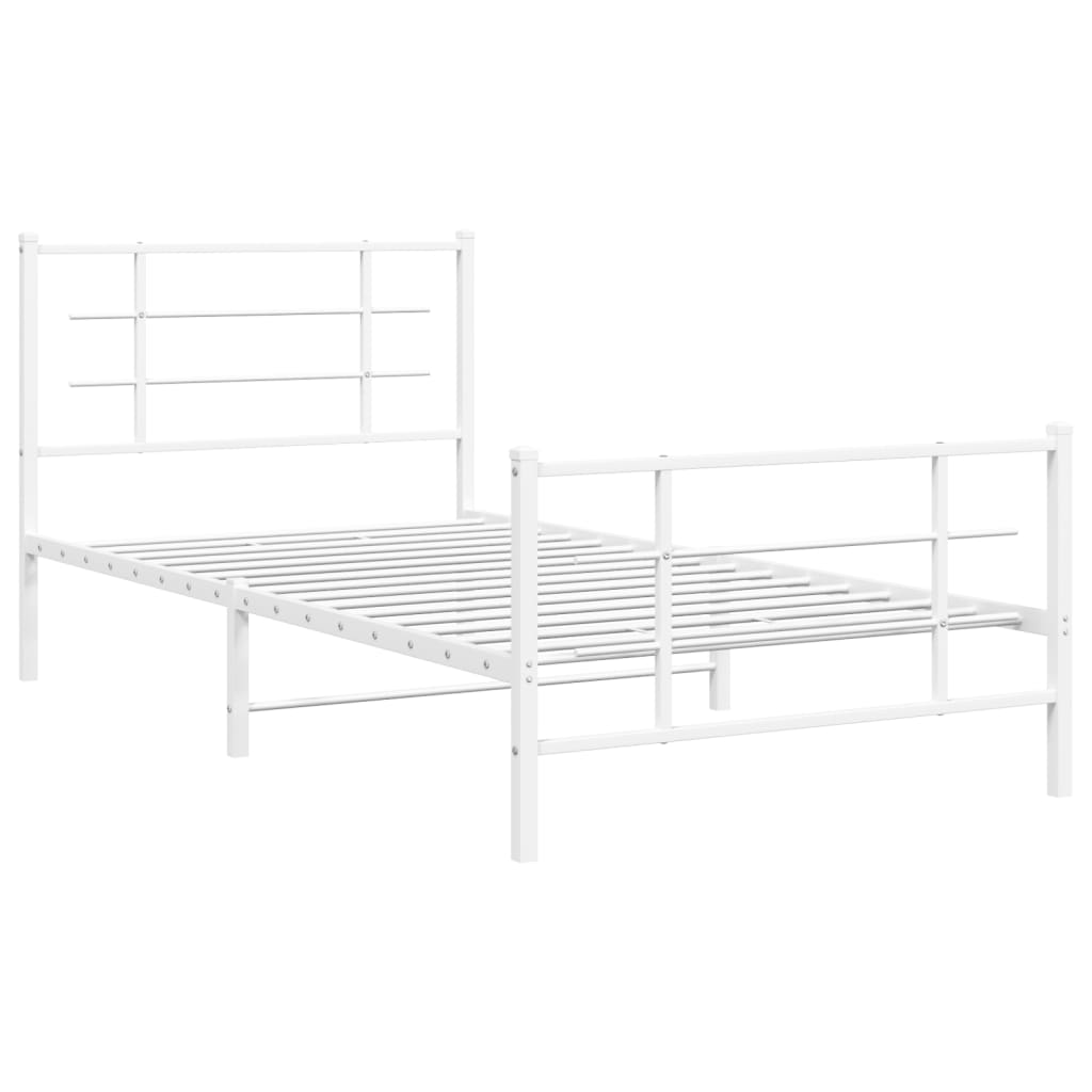 Sengeramme i metall med hode- og fotgavl hvit 107x203 cm