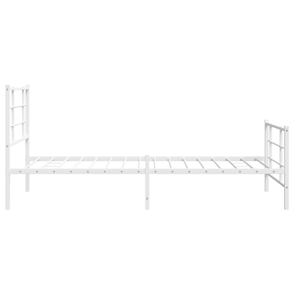 Sengeramme i metall med hode- og fotgavl hvit 107x203 cm