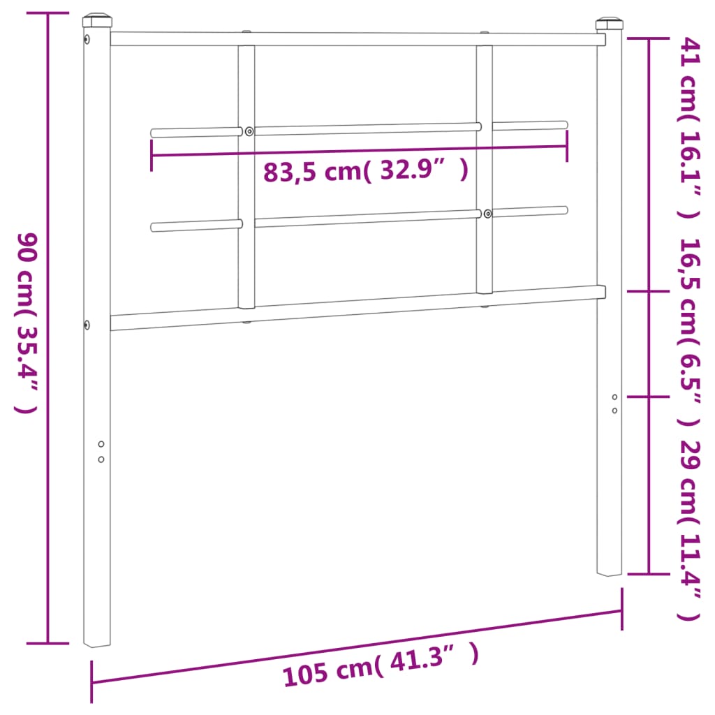 Utskiftbar sengegavl i metall hvit 100 cm vidaXL