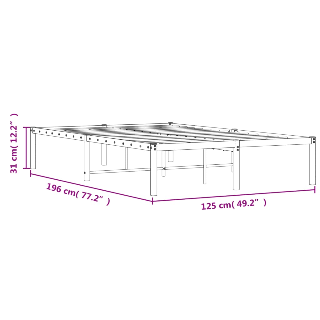Sengeramme i metall svart 120x190 cm vidaXL