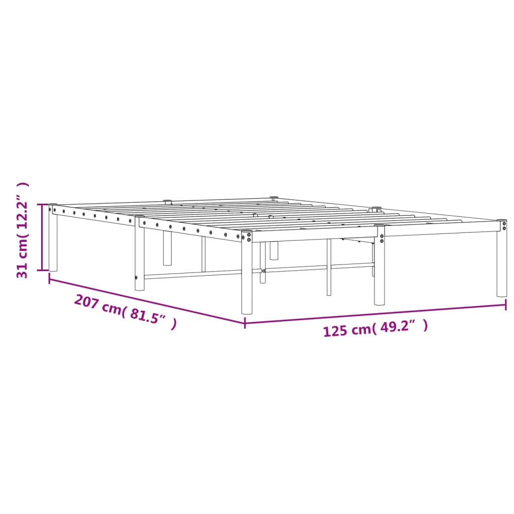 Sengeramme i metall svart 120x200 cm vidaXL