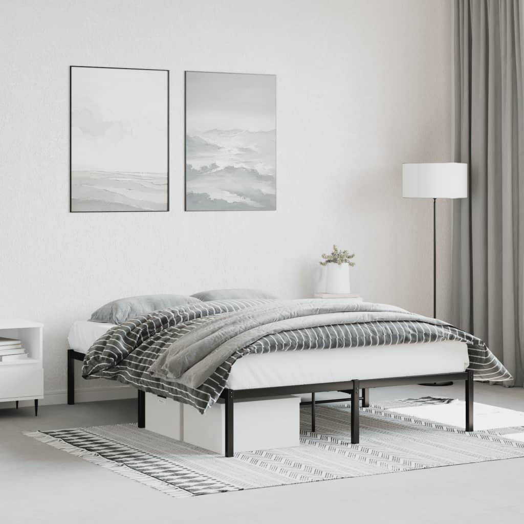 Sengeramme i metall svart 140x190 cm vidaXL