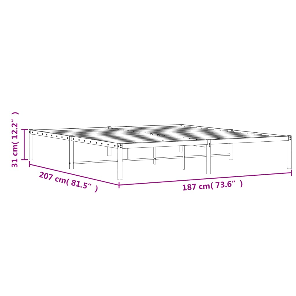 Sengeramme i metall svart 180x200 cm vidaXL