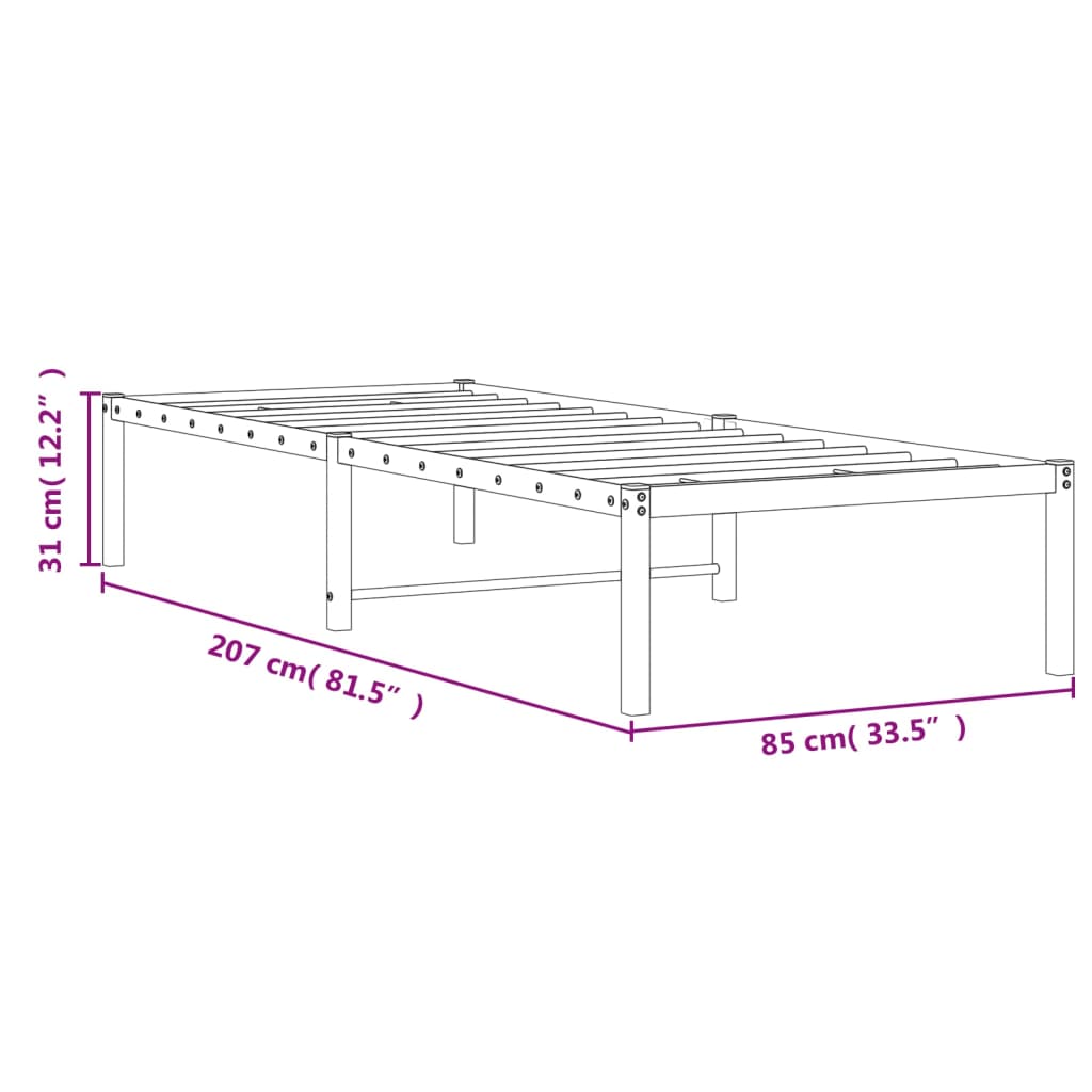 Sengeramme i metall hvit 80x200 cm vidaXL