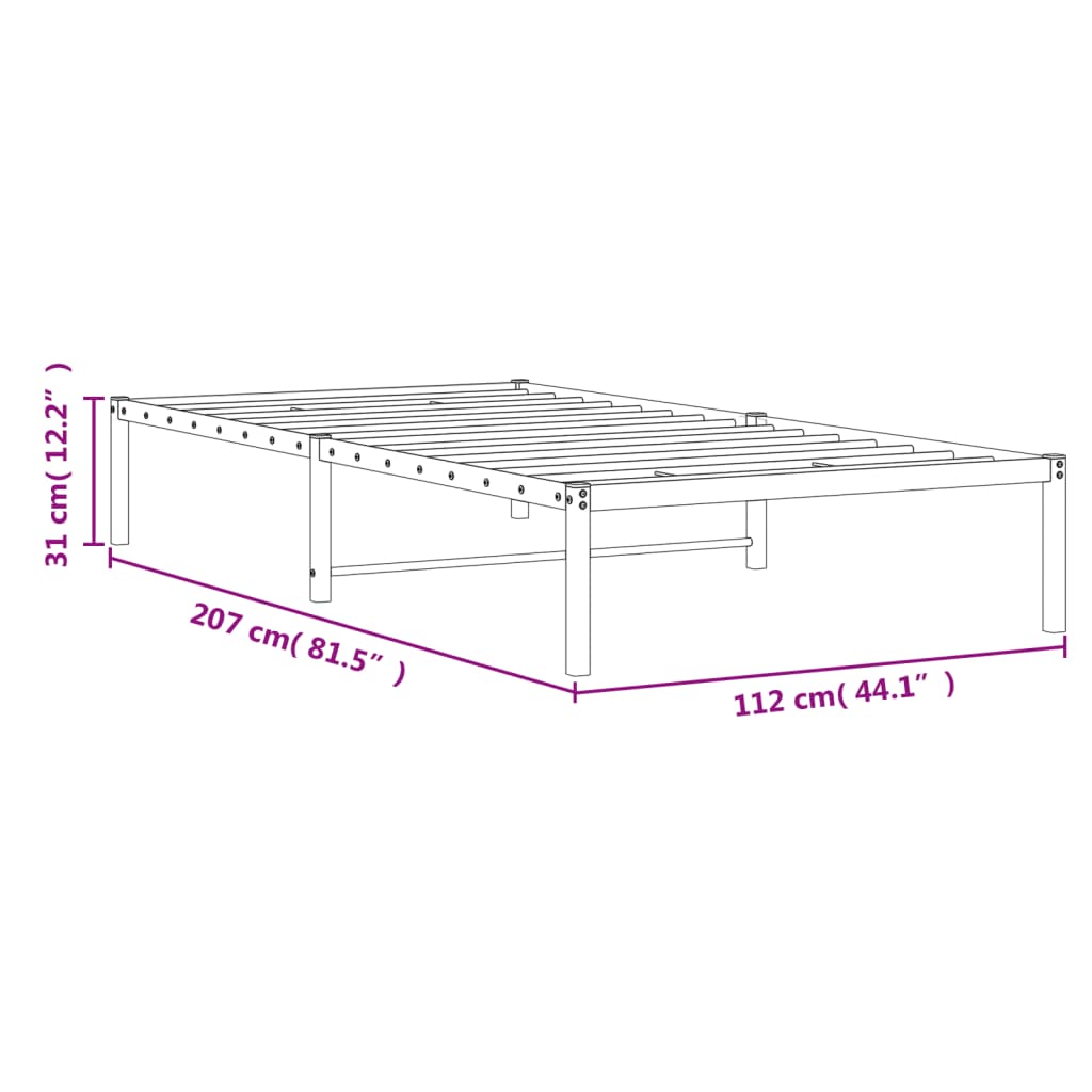 Sengeramme i metall hvit 107x203 cm vidaXL