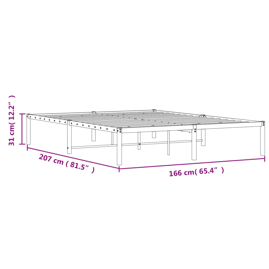 Sengeramme i metall hvit 160x200 cm vidaXL
