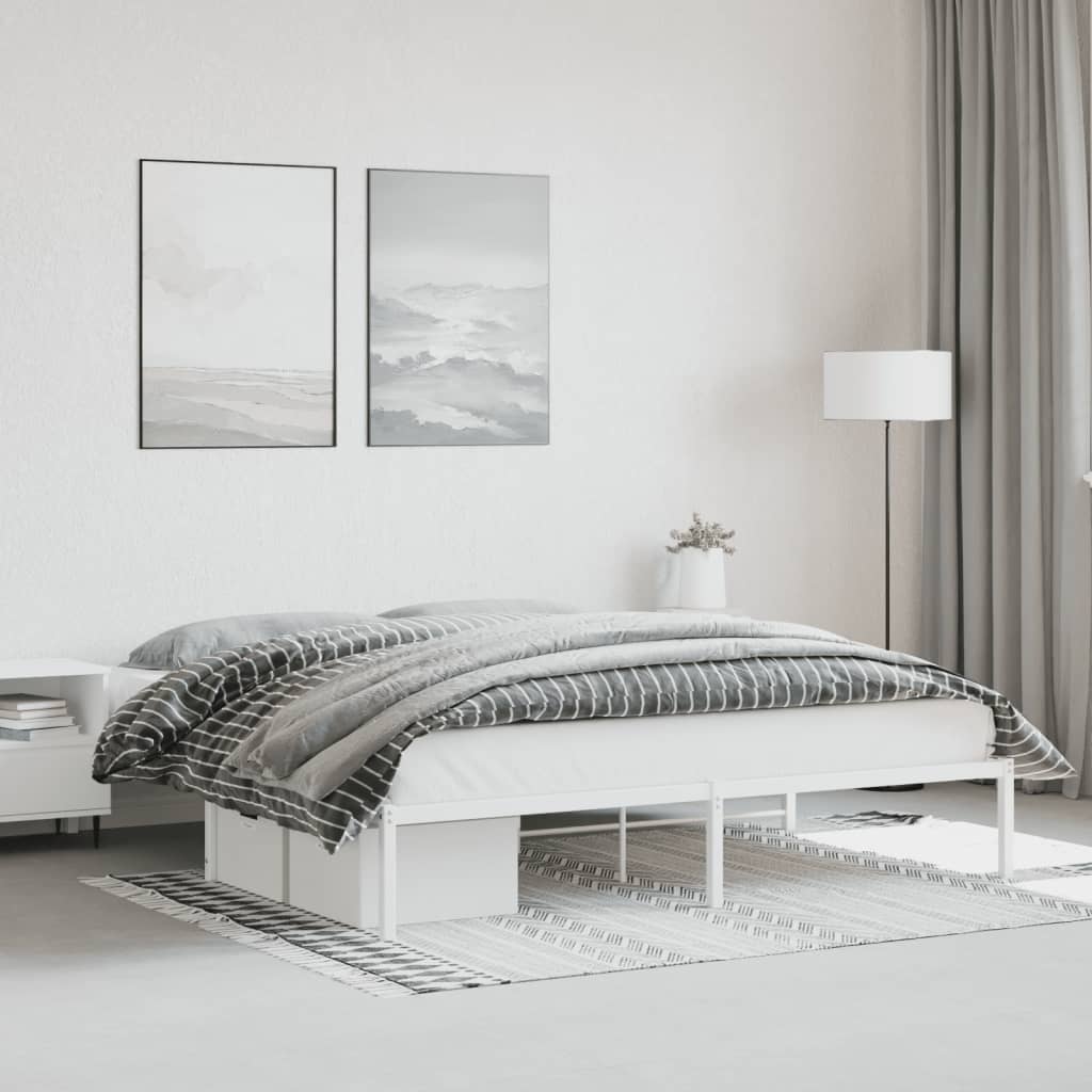 Sengeramme i metall hvit 180x200 cm vidaXL