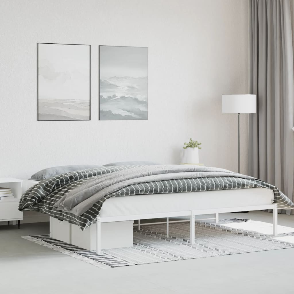 Sengeramme i metall hvit 200x200 cm vidaXL