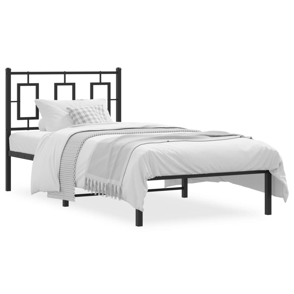 Sengeramme i metall med hodegavl svart 90x190 cm
