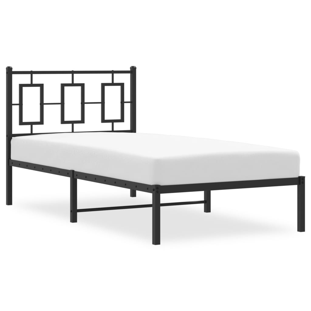 Sengeramme i metall med hodegavl svart 90x190 cm