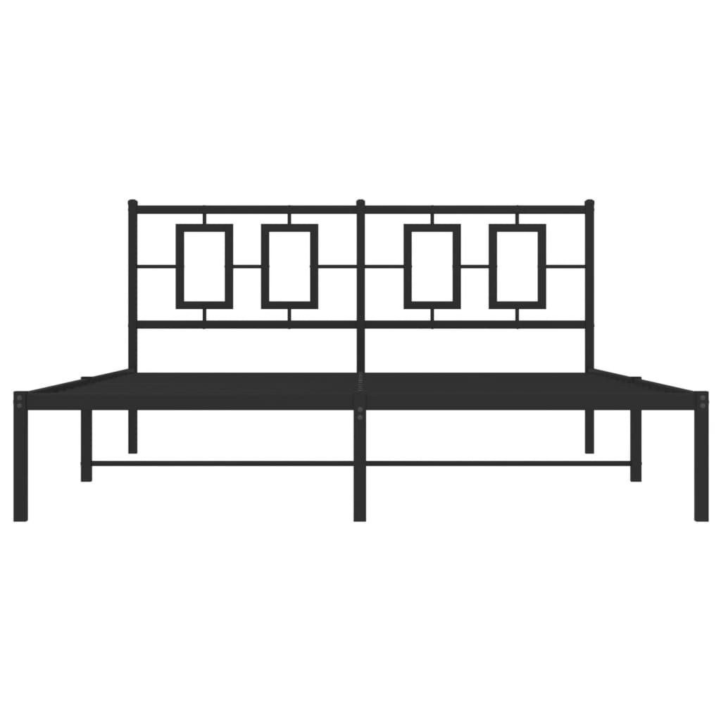 Sengeramme i metall med sengegavl svart 150x200 cm
