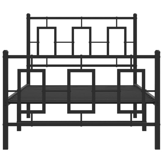 Sengeramme i metall med hode- og fotgavl svart 90x200 cm