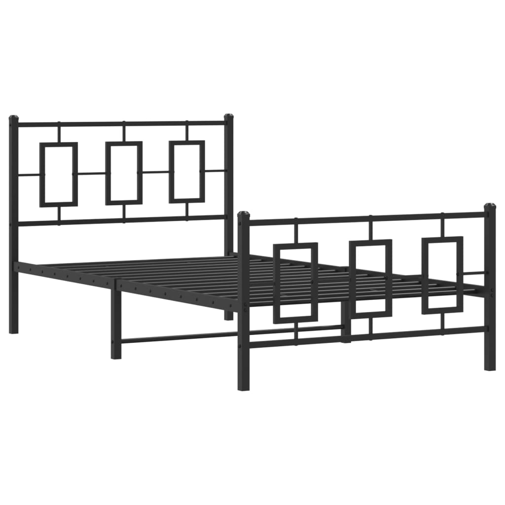 Sengeramme i metall med hode- og fotgavl svart 100x200 cm