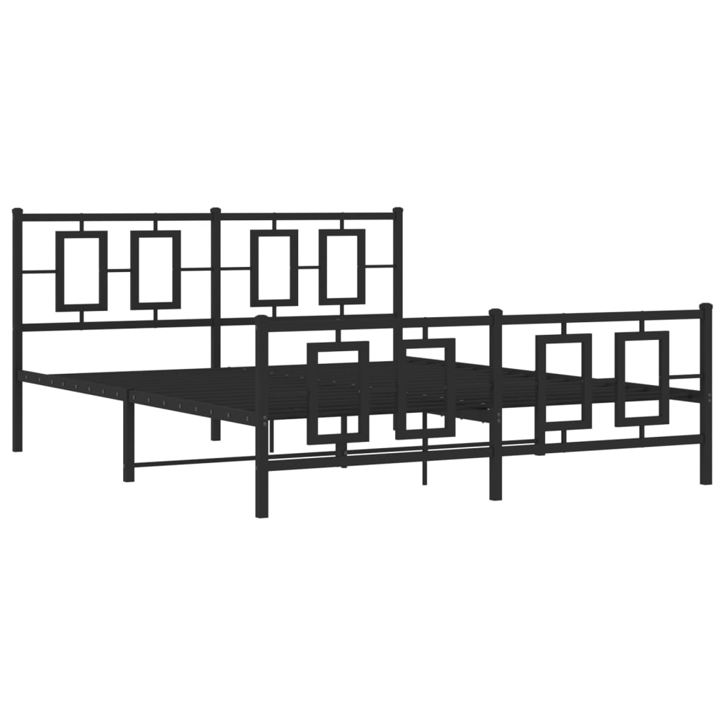 Sengeramme i metall med hode- og fotgavl svart 150x200 cm