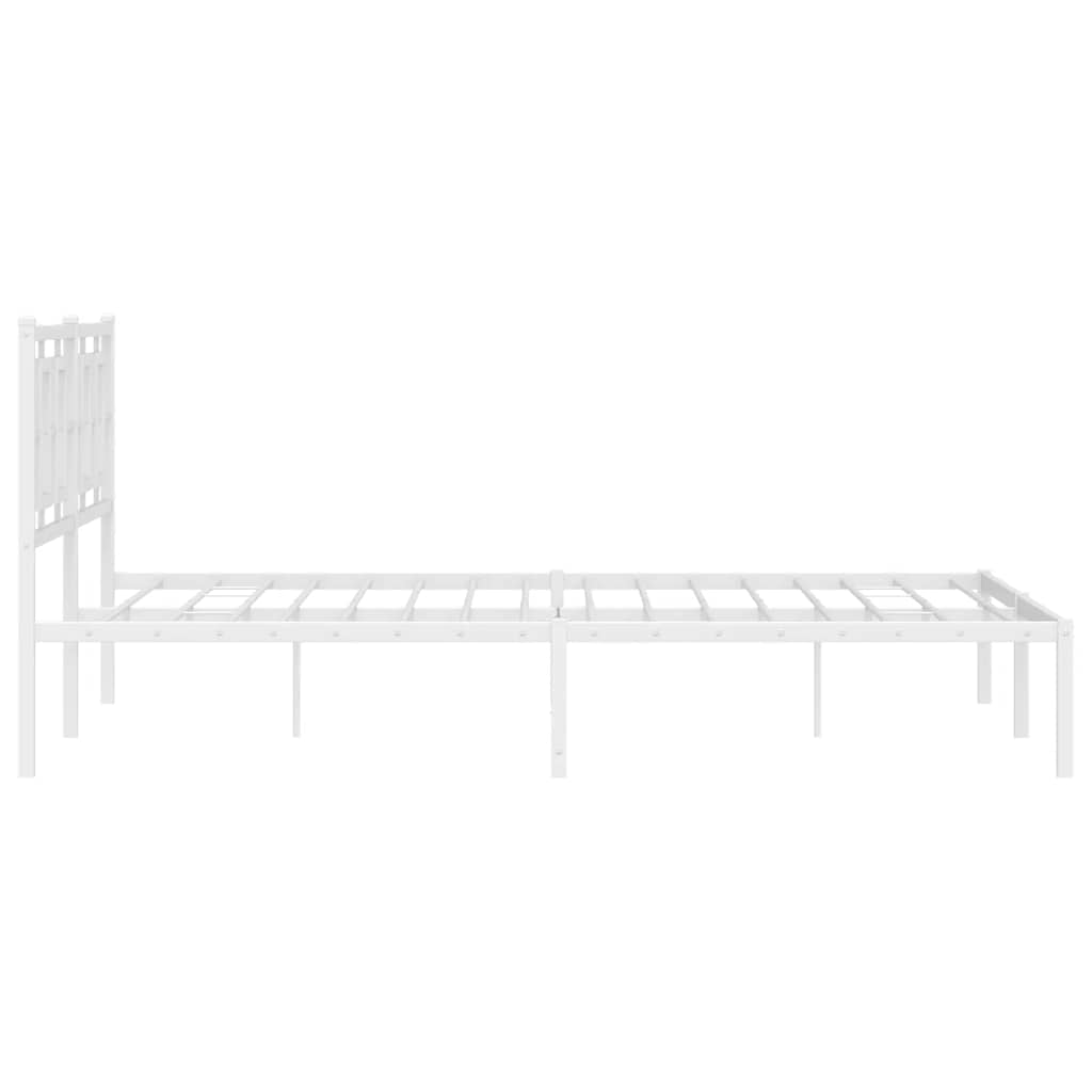 Sengeramme i metall med sengegavl hvit 150x200 cm