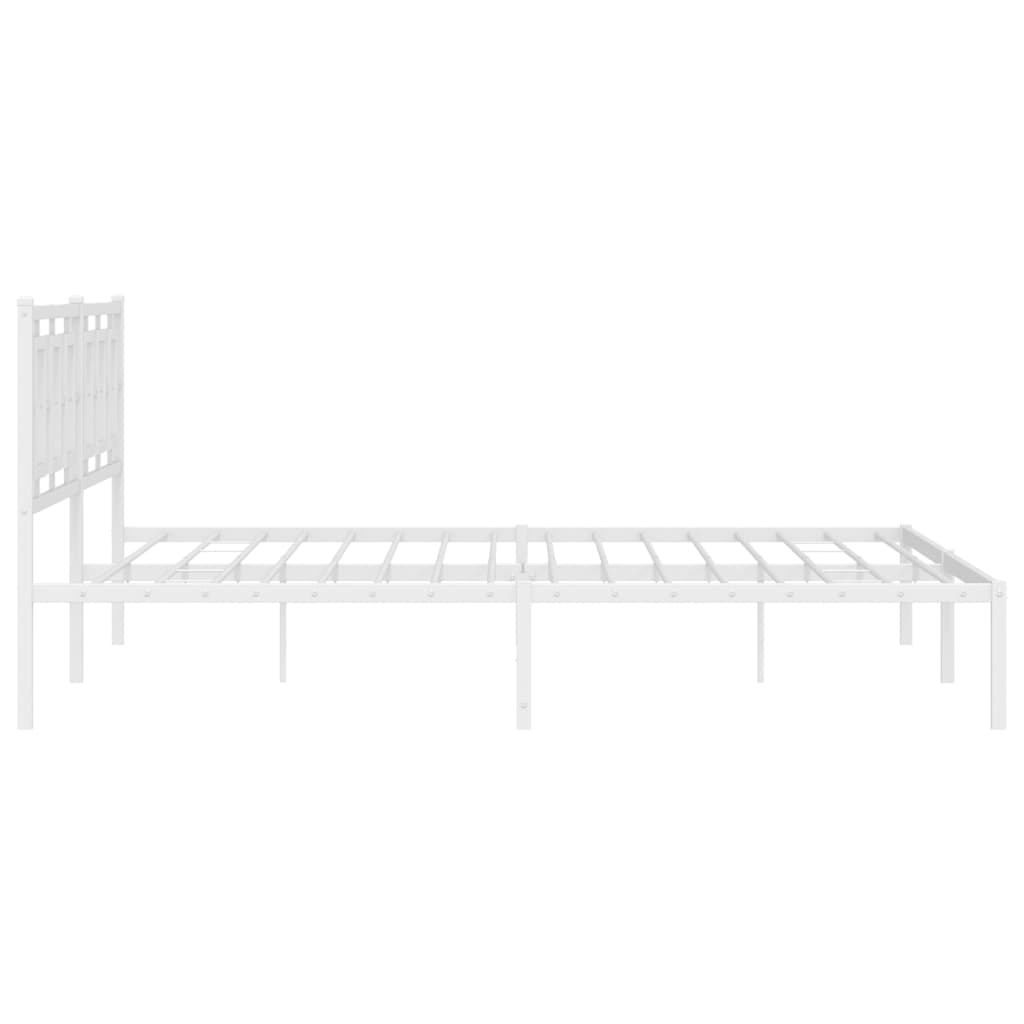 Sengeramme i metall med hodegavl hvit 193x203 cm