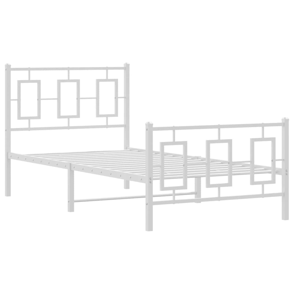 Sengeramme i metall med hode- og fotgavl hvit 90x200 cm vidaXL