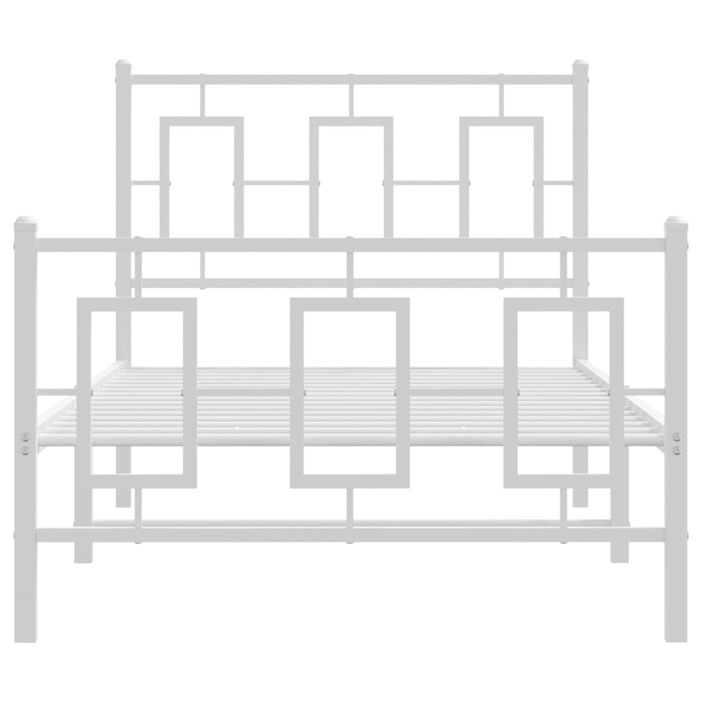 Sengeramme i metall med hode- og fotgavl hvit 90x200 cm vidaXL