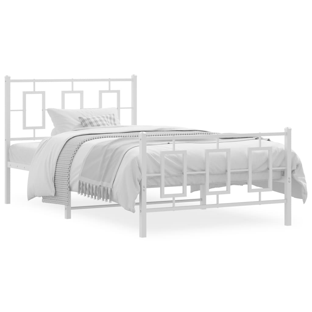 Sengeramme i metall med hode- og fotgavl hvit 100x200 cm