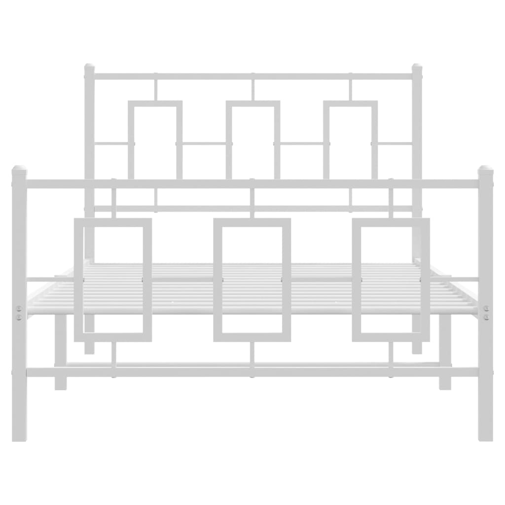 Sengeramme i metall med hode- og fotgavl hvit 100x200 cm