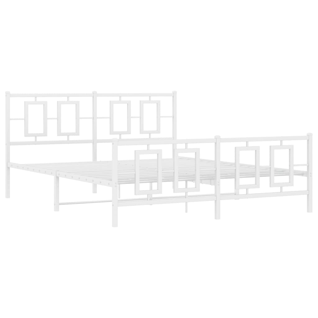 Sengeramme i metall med hode- og fotgavl hvit 150x200 cm