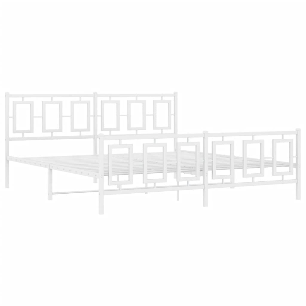 Sengeramme i metall med hode- og fotgavl hvit 180x200 cm vidaXL