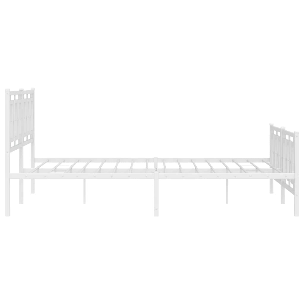 Sengeramme i metall med hode- og fotgavl hvit 180x200 cm vidaXL