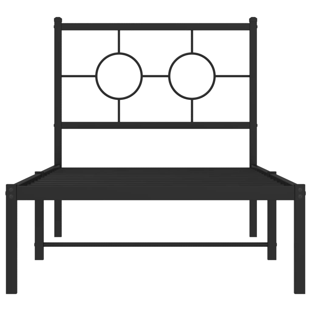 Sengeramme i metall med hodegavl svart 80x200 cm