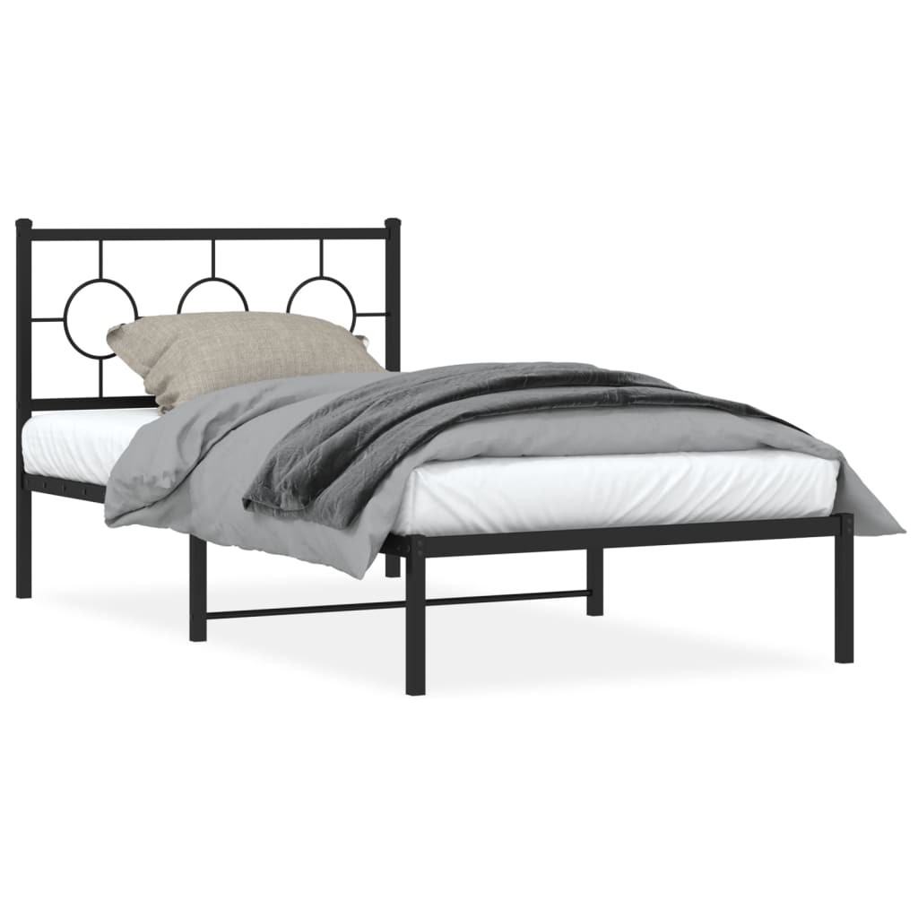 Sengeramme i metall med hodegavl svart 100x200 cm
