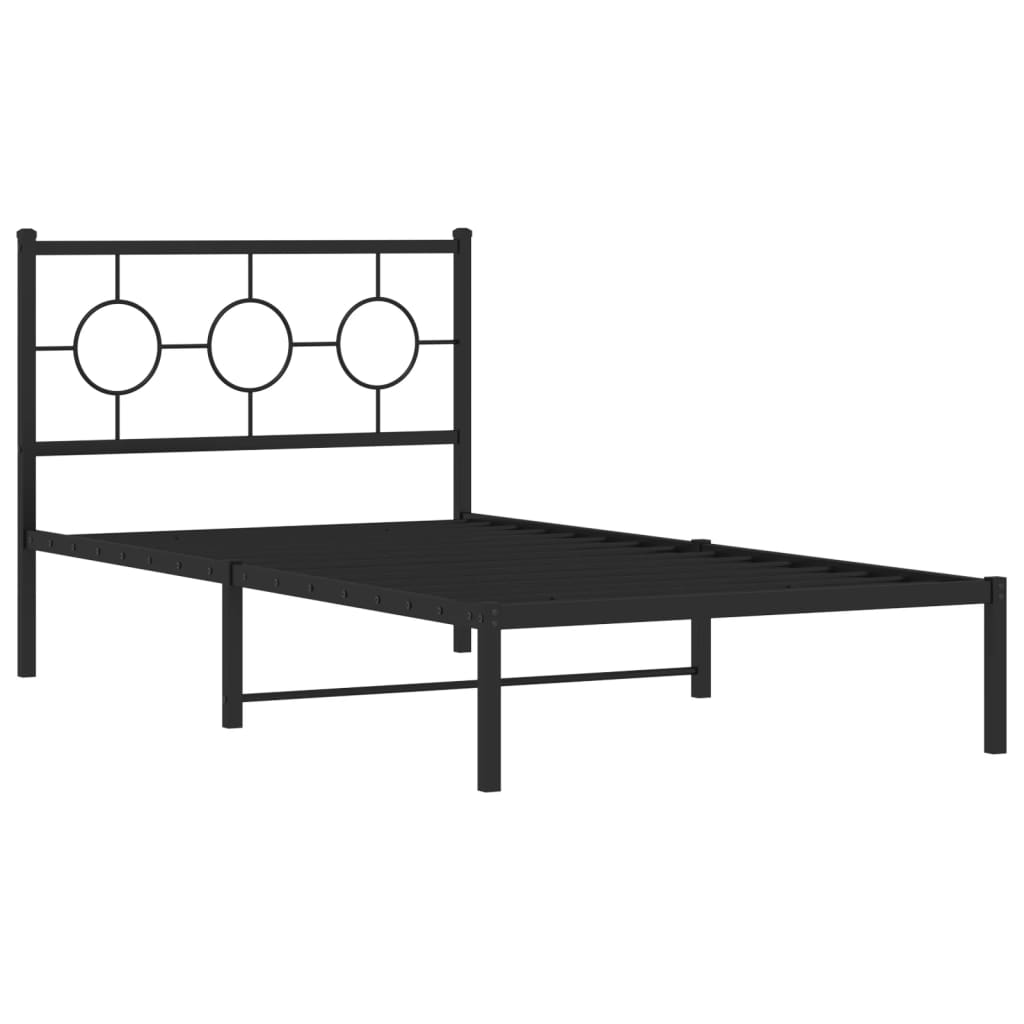 Sengeramme i metall med hodegavl svart 100x200 cm