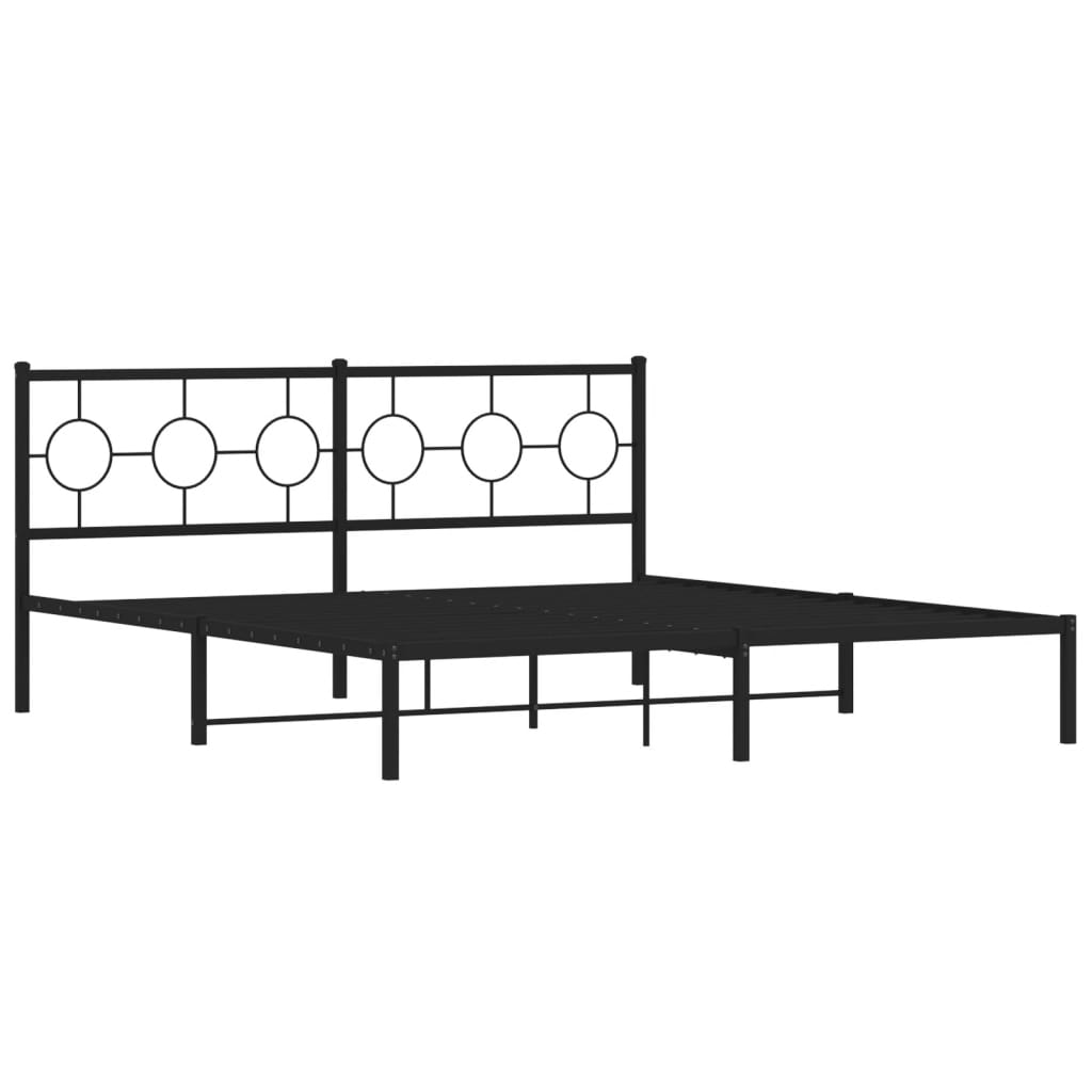 Sengeramme i metall med sengegavl svart 180x200 cm vidaXL
