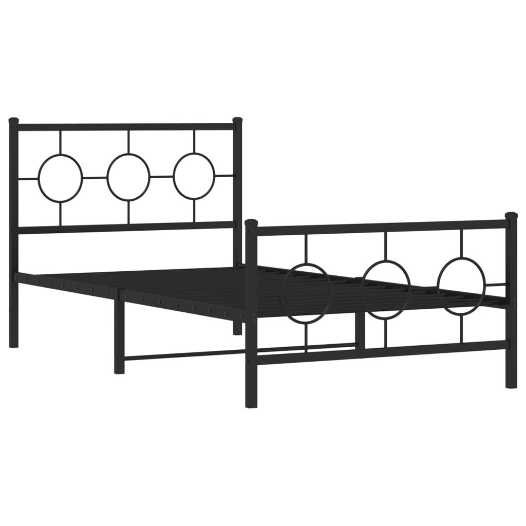 Sengeramme i metall med hode- og fotgavl svart 100x200 cm