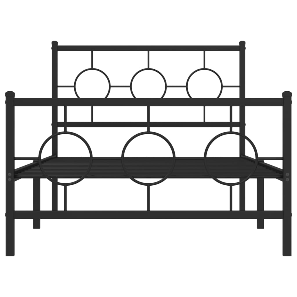 Sengeramme i metall med hode- og fotgavl svart 100x200 cm
