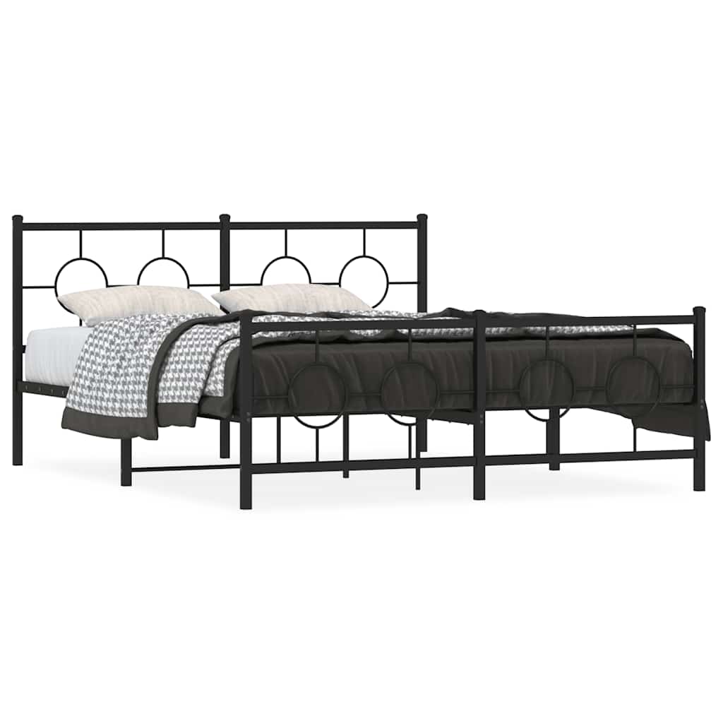 Sengeramme i metall med hode- og fotgavl svart 150x200 cm
