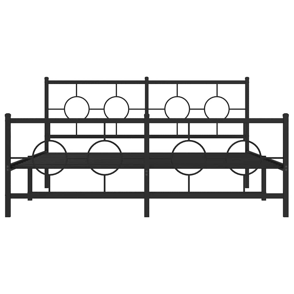 Sengeramme i metall med hode- og fotgavl svart 150x200 cm