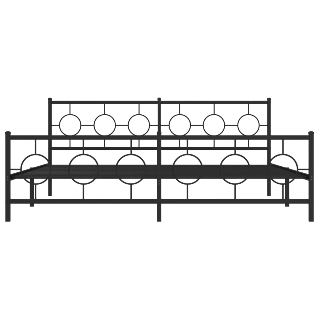 Sengeramme i metall med hode- og fotgavl svart 193x203 cm