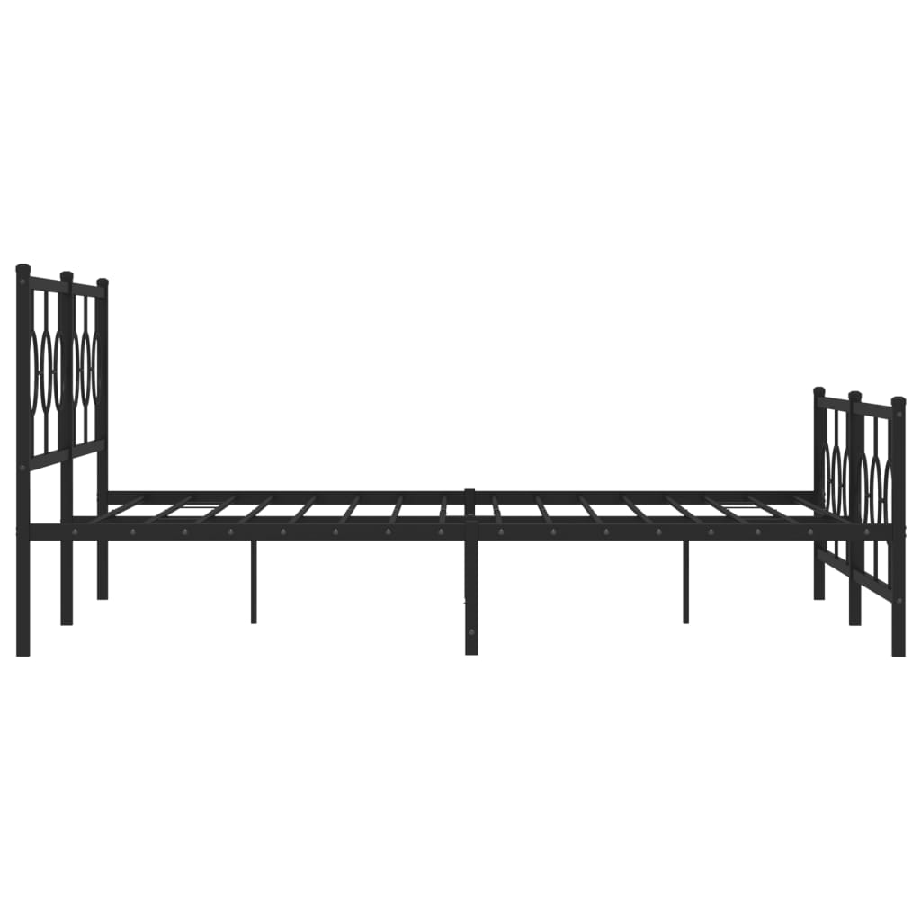 Sengeramme i metall med hode- og fotgavl svart 193x203 cm