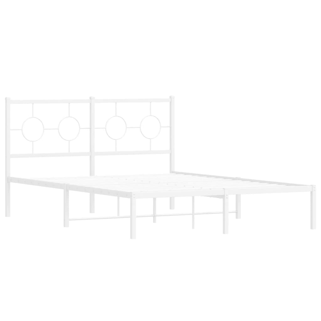 Sengeramme i metall med hodegavl hvit 140x200 cm vidaXL