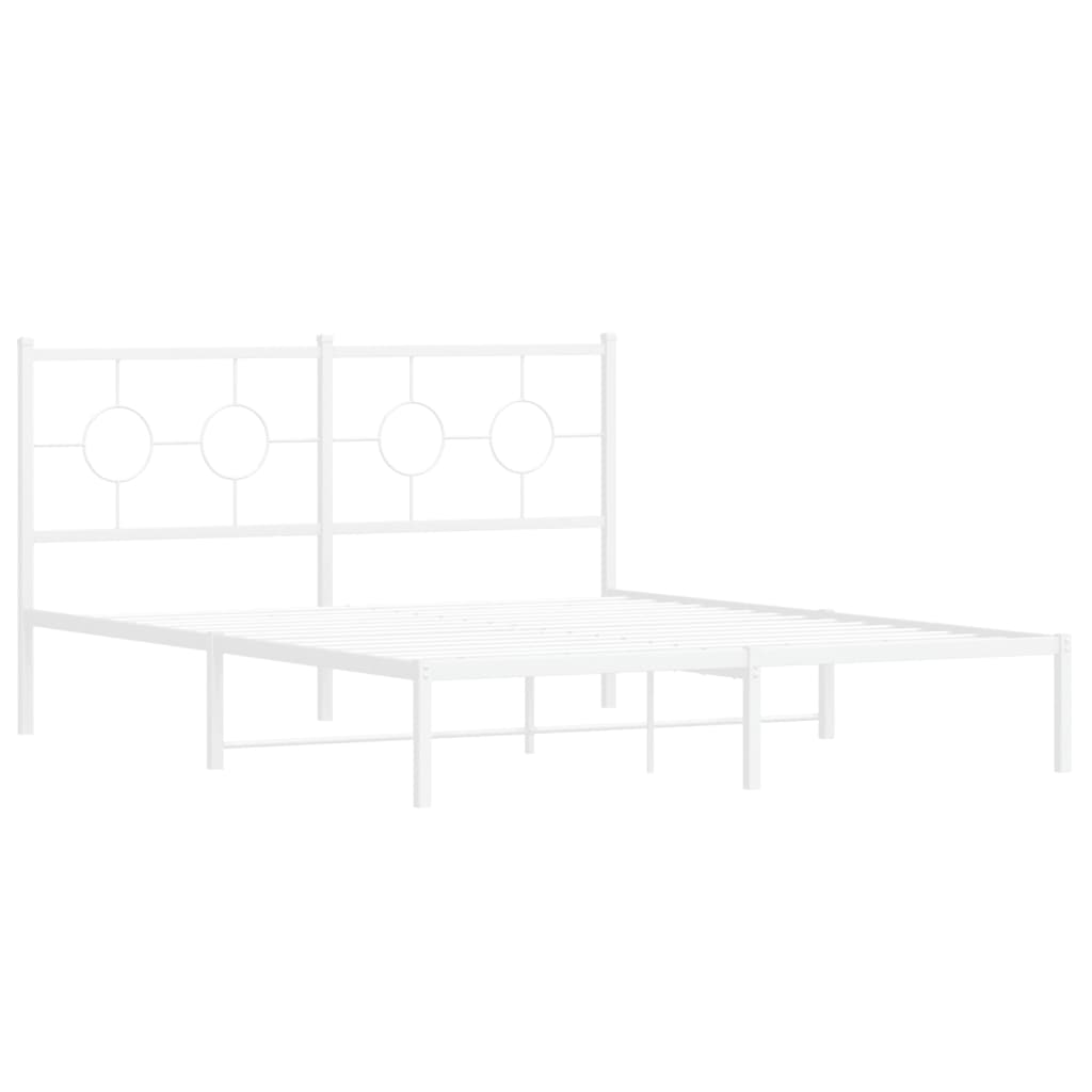 Sengeramme i metall med sengegavl hvit 160x200 cm vidaXL